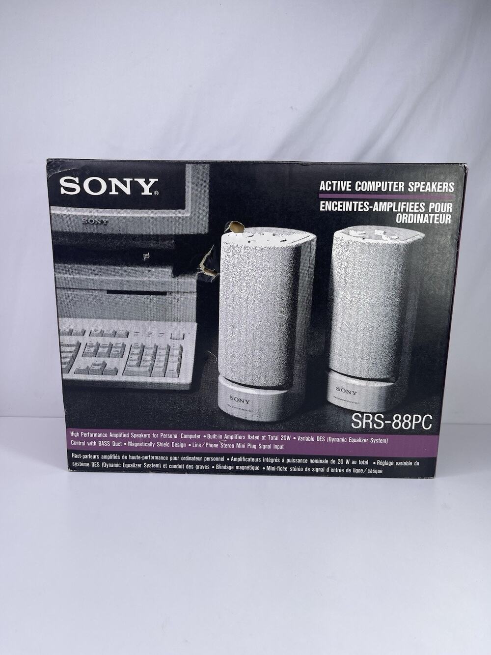 Vintage Sony SRS-88PC Active Computer Speakers Powered 20W System BNIB